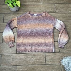 LC Lauren Conrad Sweater Womens Large Multicolor Ombre Cable Knit Sleeves EUC